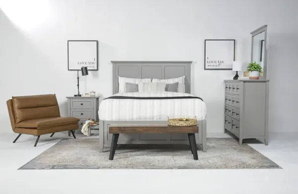 Grace Storage Bed, Dresser, Mirror & Nightstand in Elephant Gray, Full