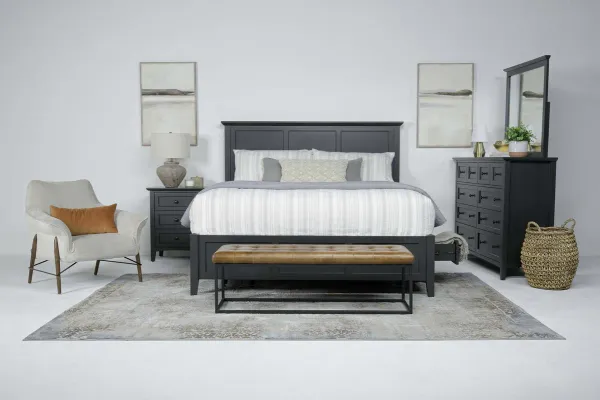 Grace Storage Bed, Dresser, Mirror & Nightstand in Raven, Eastern King