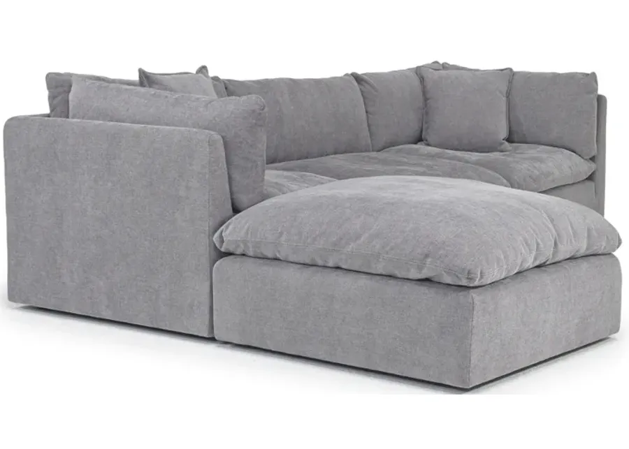 Harrison Sofa Chaise in Helio Pewter 100