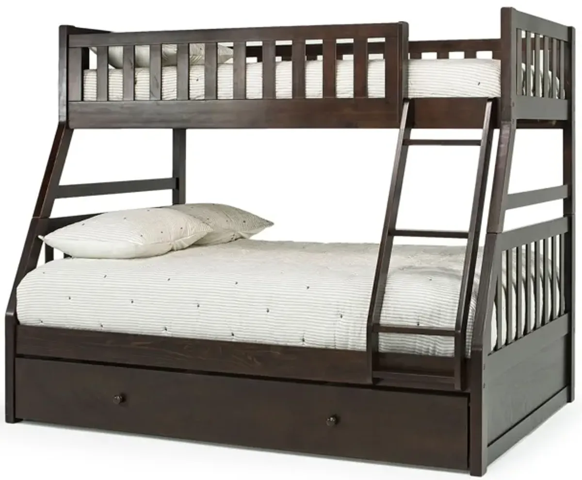 Hayden Bunk Bed w/ Trundle in Espresso, Twin/Full