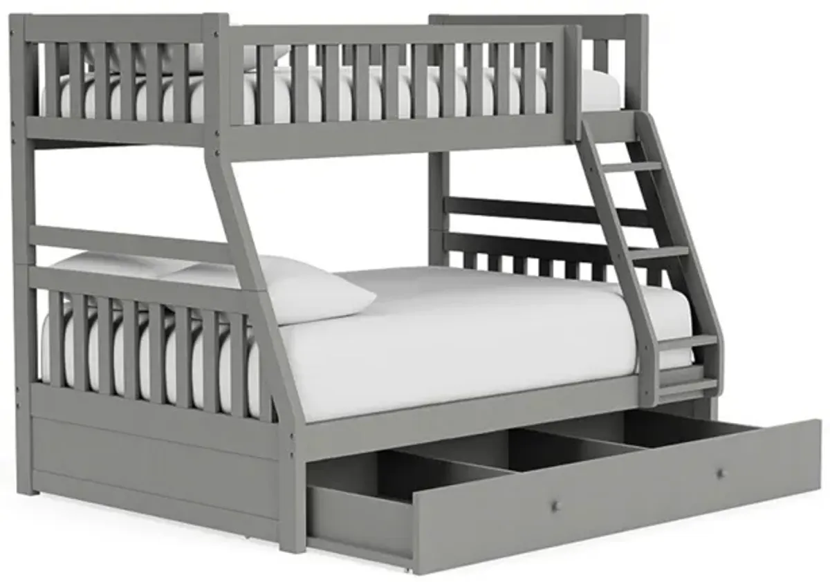 Hayden Bunk Bed w/ Storage Trundle in Gray, Twin/Full