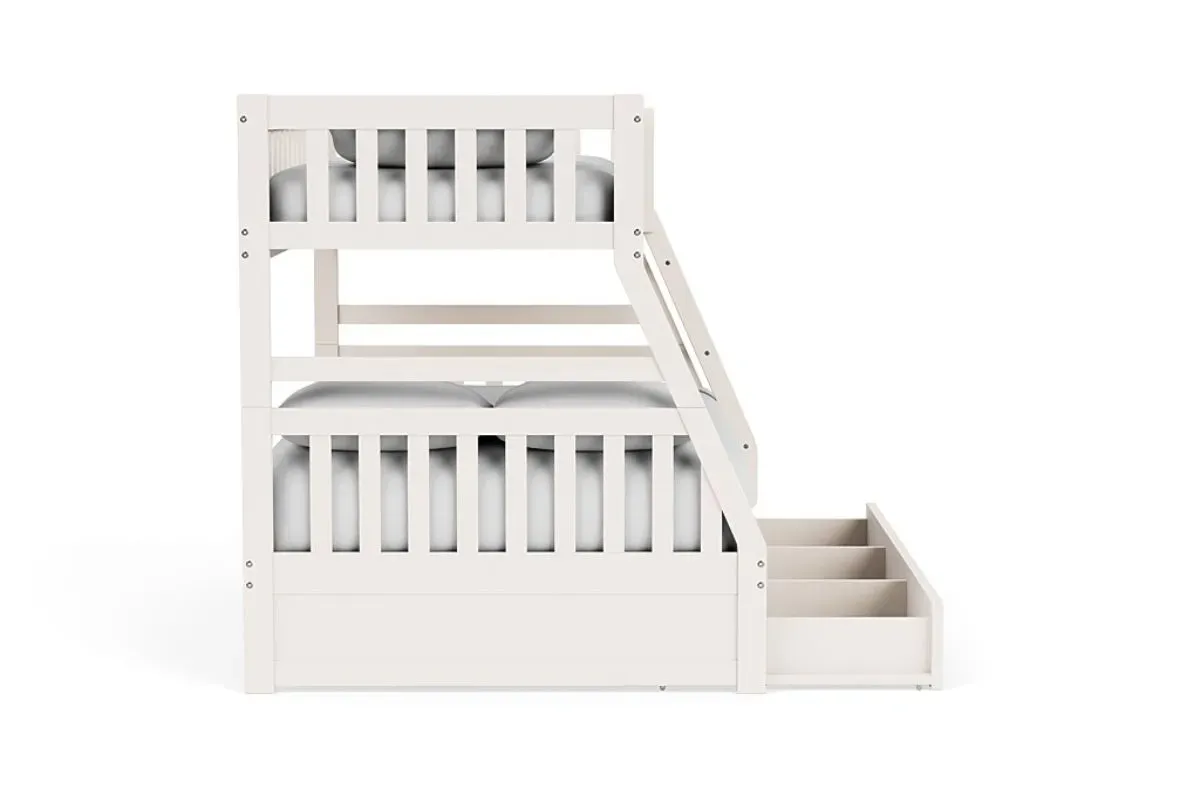 Hayden Bunk Bed w/ Storage Trundle in White, Twin/Full