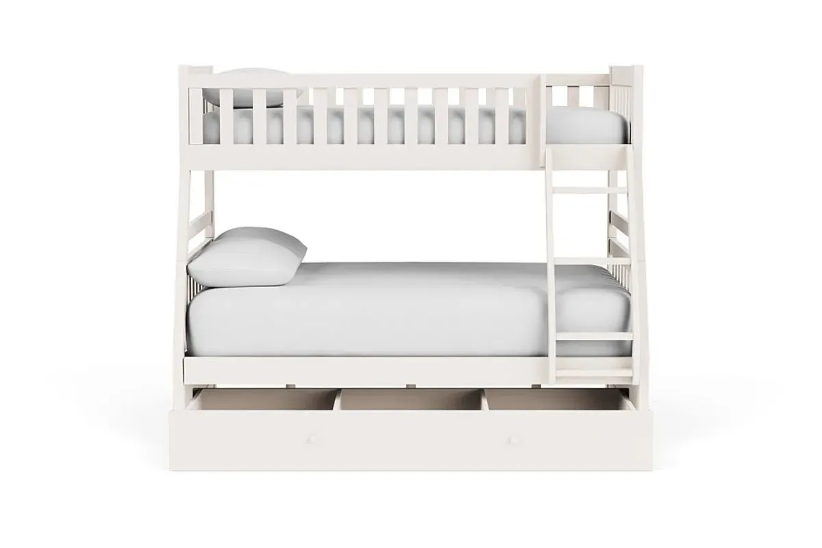 Hayden Bunk Bed w/ Storage Trundle in White, Twin/Full