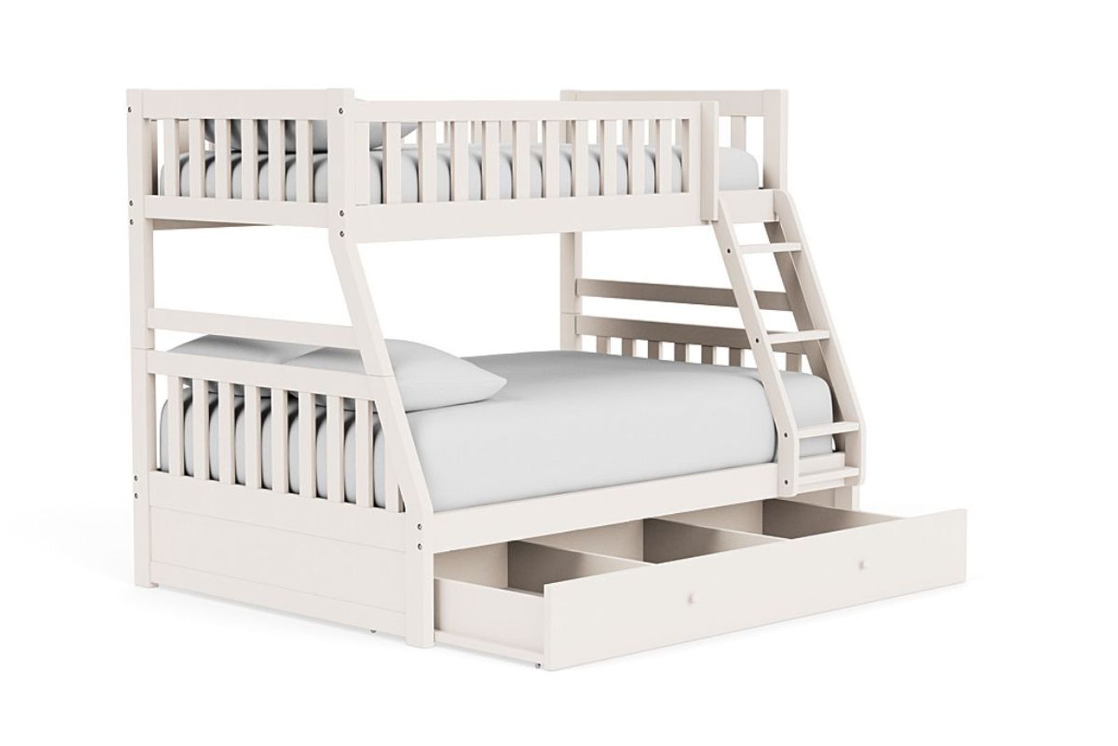 Hayden Bunk Bed w/ Storage Trundle in White, Twin/Full