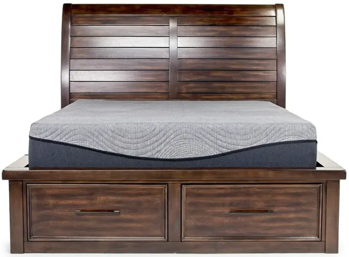 Sonora Sleigh Bed w/ Storage in Brown, Queen