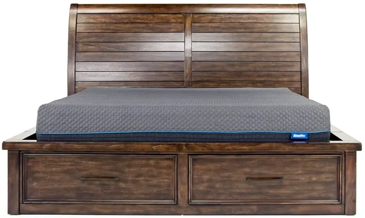 Sonora Sleigh Bed w/ Storage in Brown, CA King