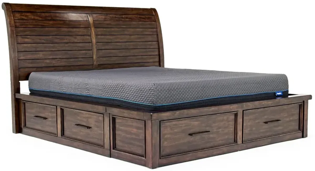 Sonora Sleigh Bed w/ Storage in Brown, Eastern King