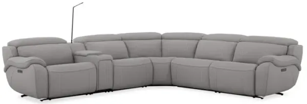 Imperial 6 Piece 2 Power Sectional w/ 2 Power Armless Recliner in Blanca Light Gray Leather