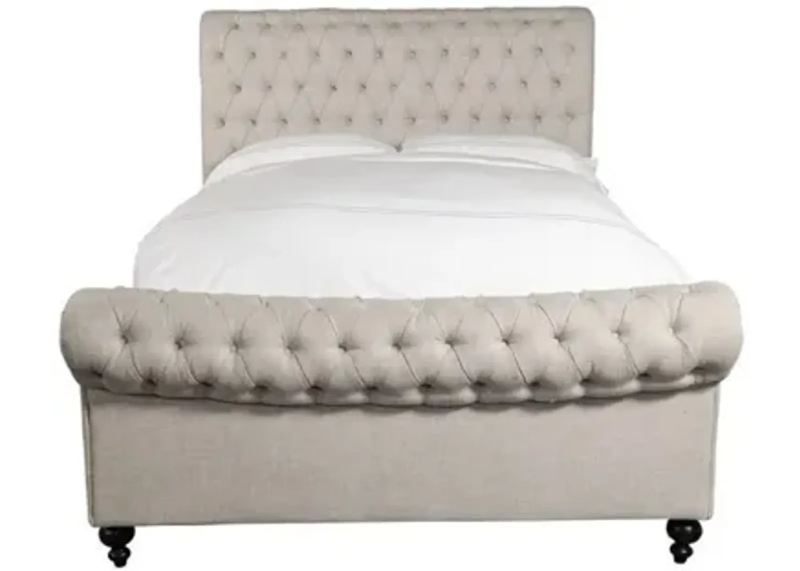 Jackie Sleigh Bed in Crepe, Queen