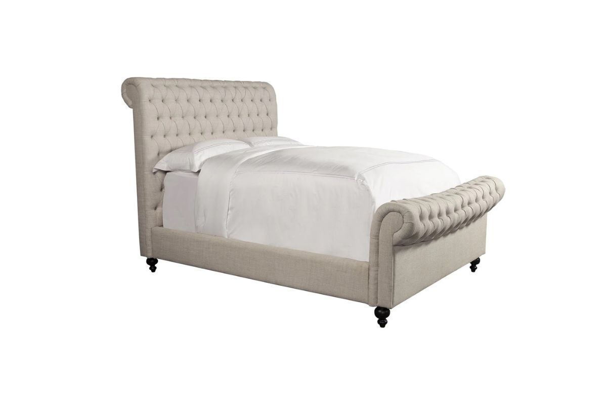 Jackie Sleigh Bed in Crepe, Queen