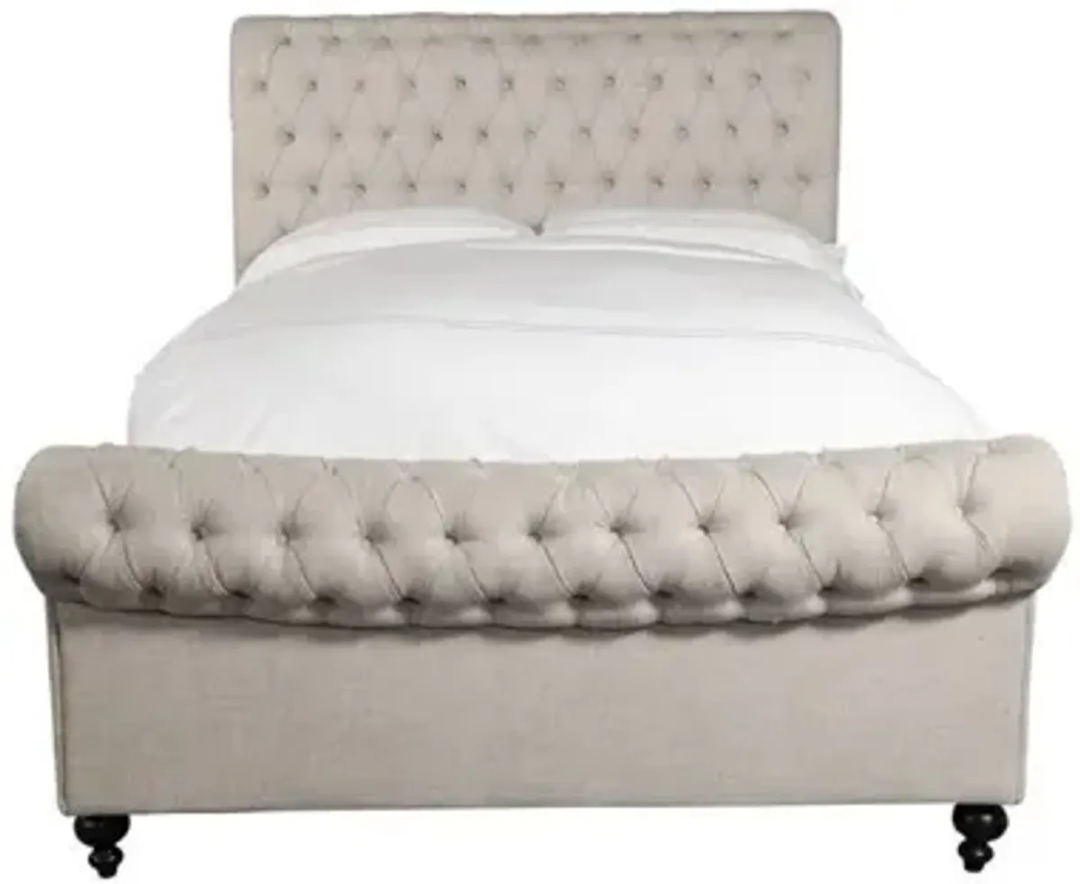 Jackie Sleigh Bed in Crepe, CA King