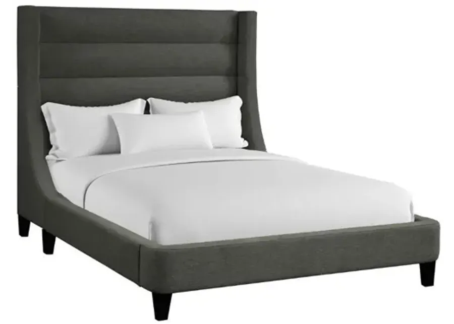 Jacob Upholstered Panel Bed in Dark Gray, Eastern King