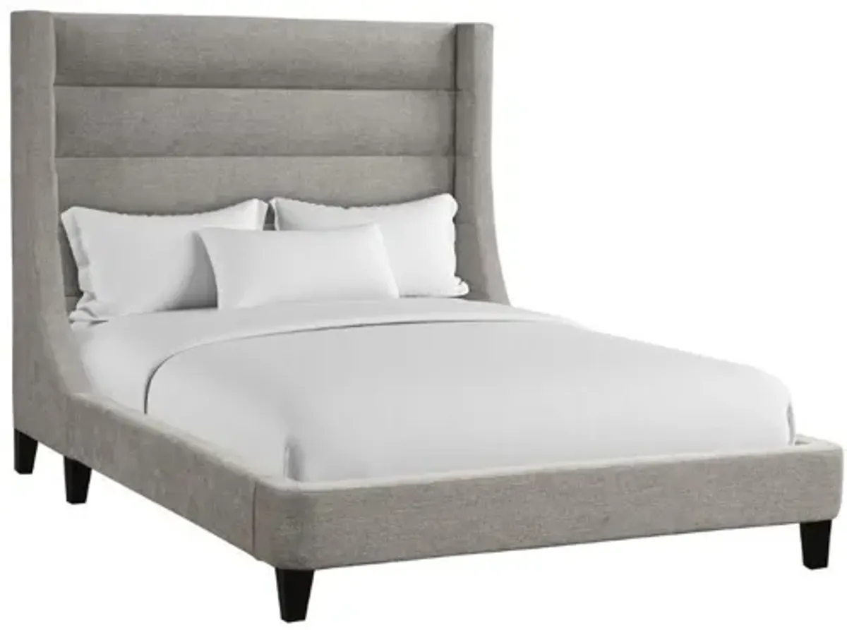 Jacob Upholstered Panel Bed in Light Gray, Eastern King