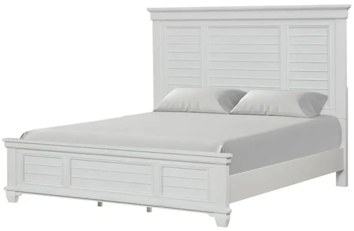 Jamestown Panel Bed in White, Queen