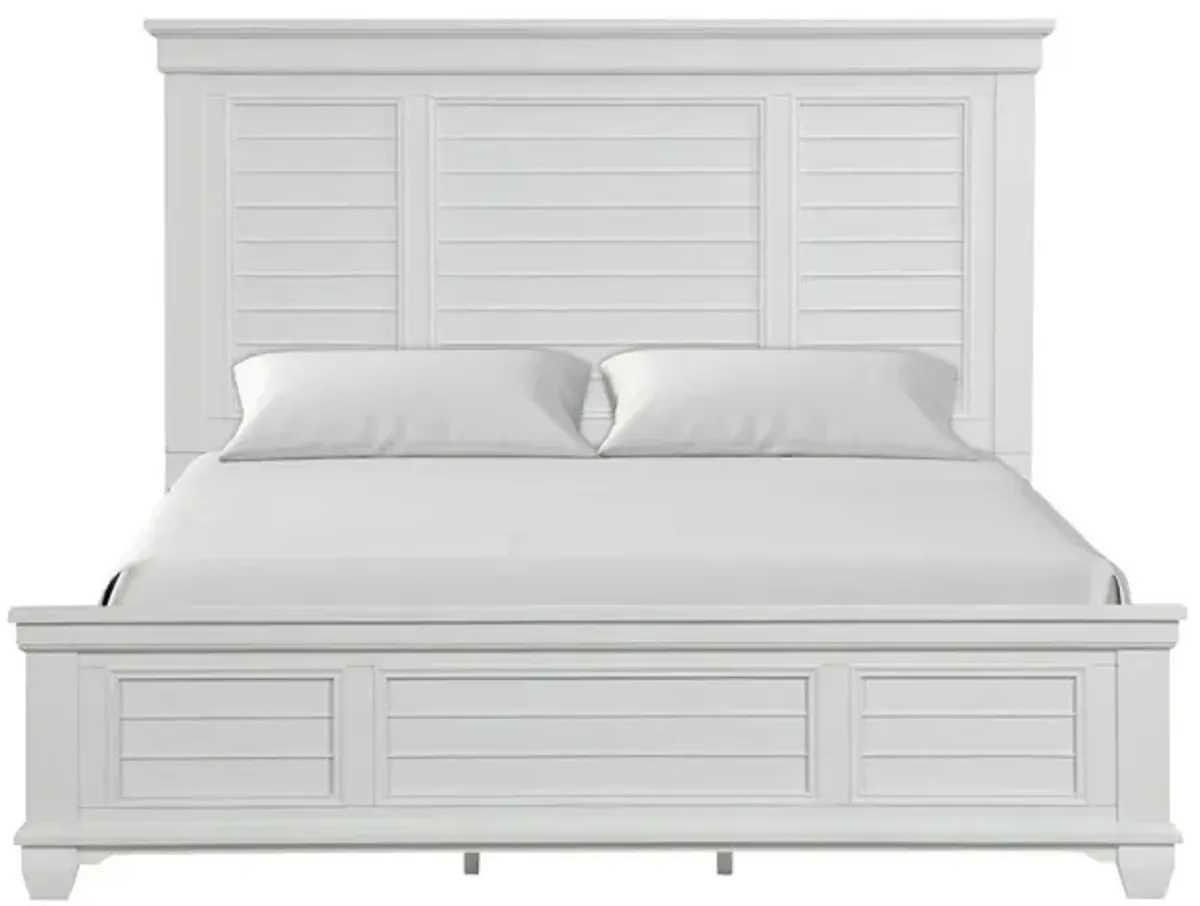 Jamestown Panel Bed in White, Queen
