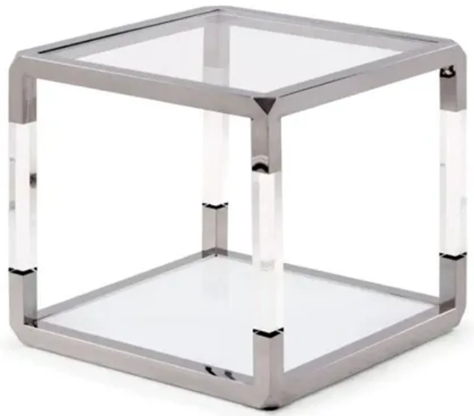 Jasper End Table in Glass/Stainless Steel 