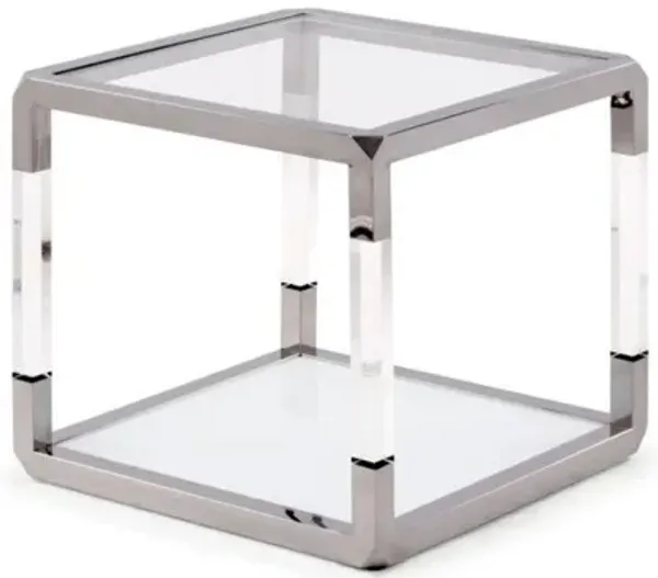 Jasper End Table in Glass/Stainless Steel