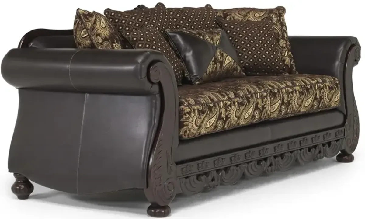 Jupiter Sofa & Loveseat in Gold/Dark Brown, Foam