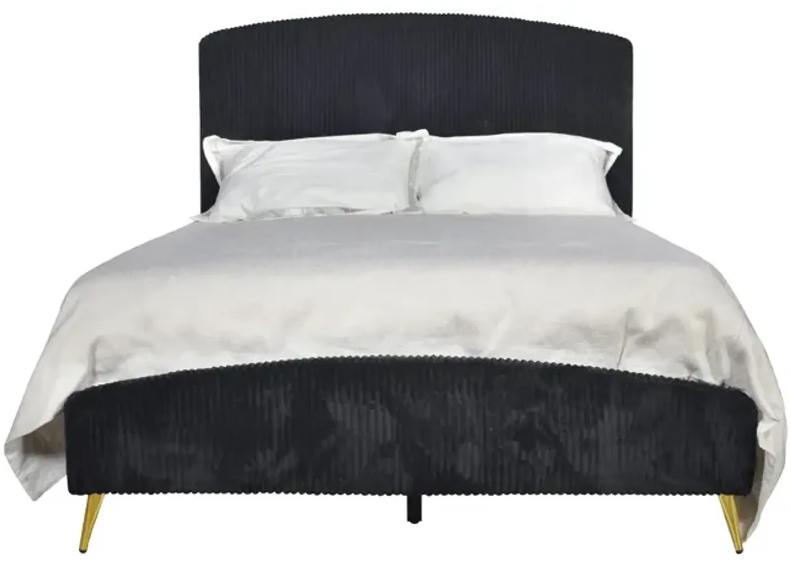 Kailani Upholstered Panel Bed in Black, Queen