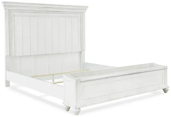 Kanwyn Panel Bed w/ Storage in White Wash, Queen