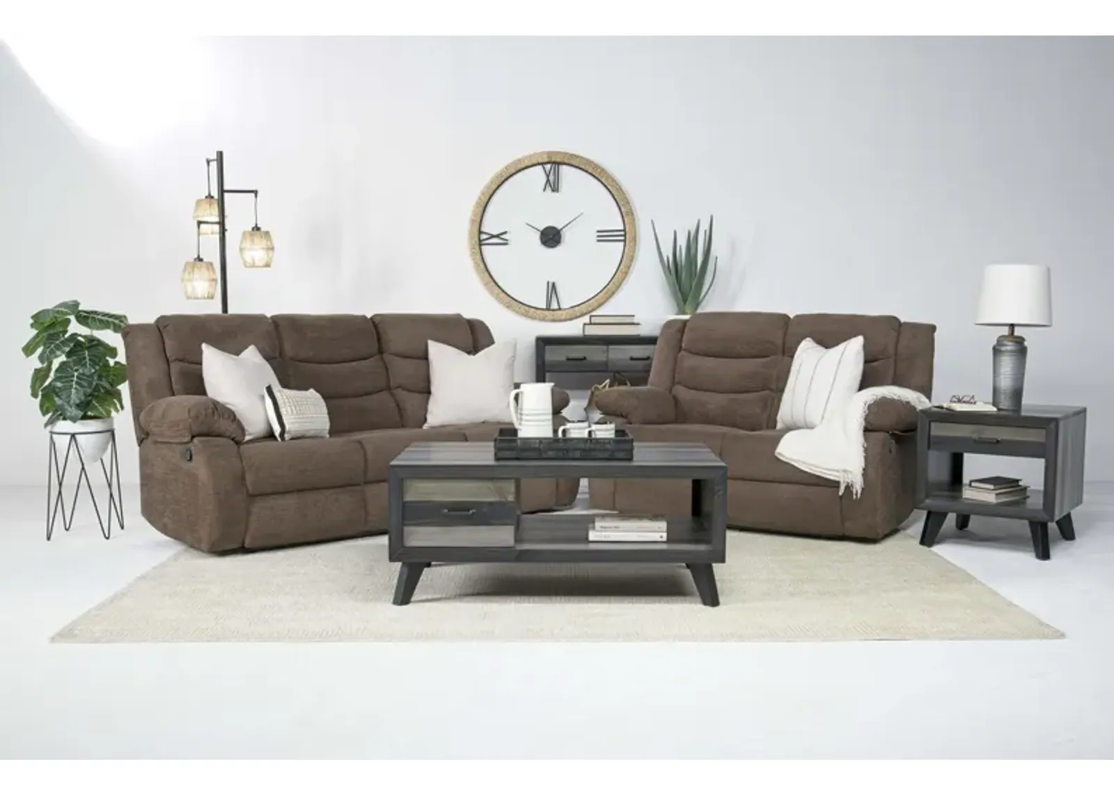 Kelsey Reclining Sofa & Loveseat in Brown