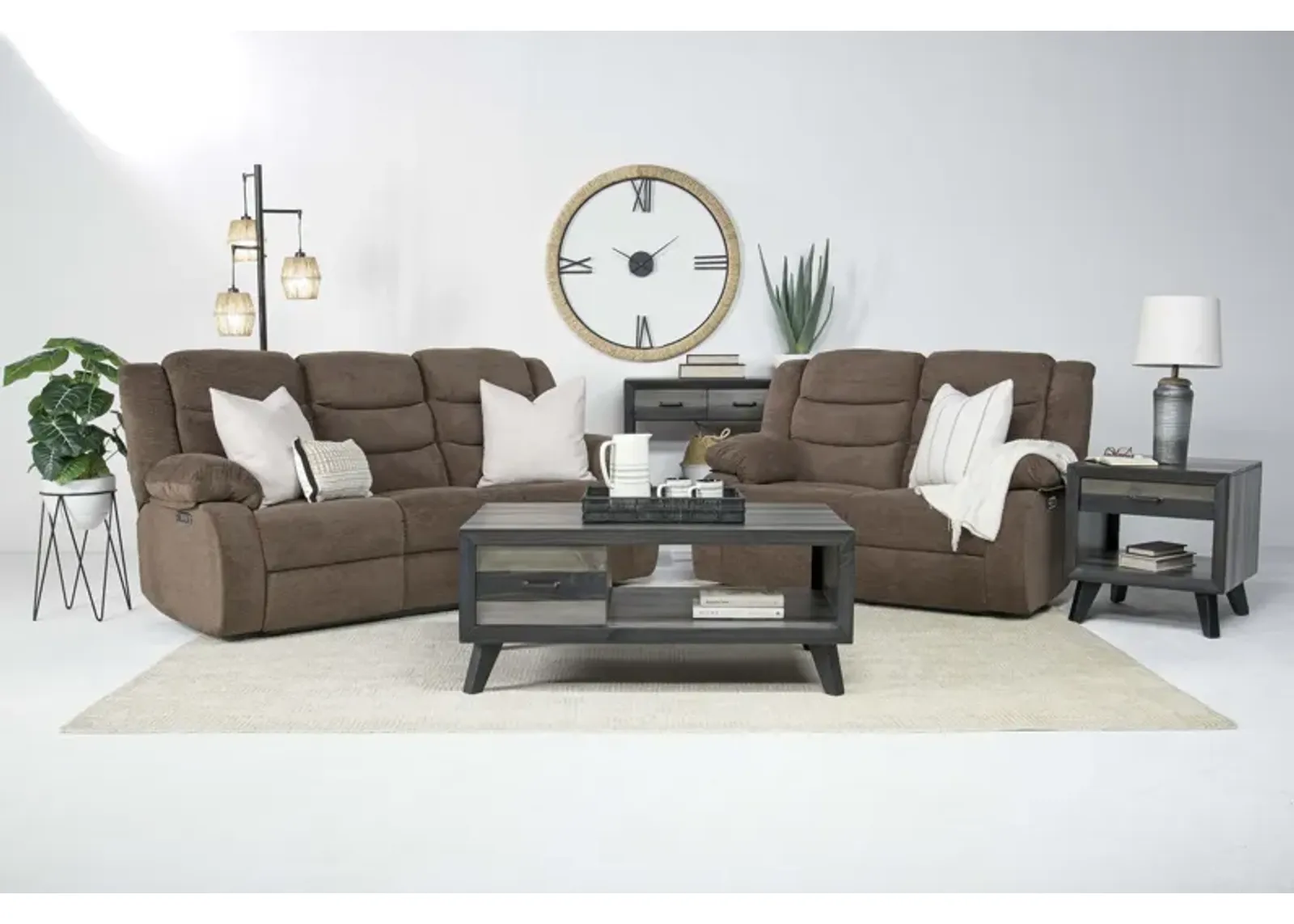 Kelsey Power Sofa & Loveseat in Brown