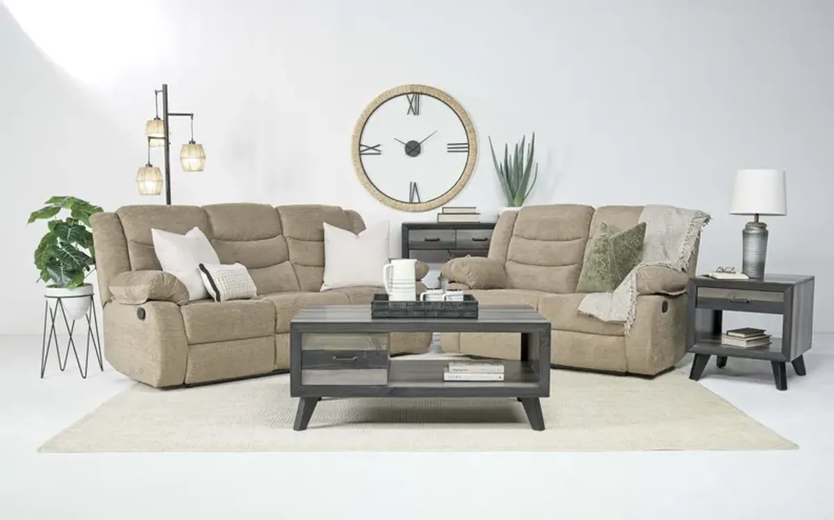 Kelsey Reclining Sofa & Loveseat in Light Brown