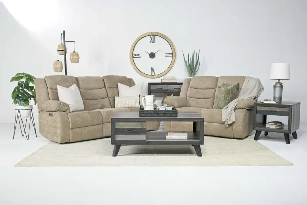 Kelsey Power Sofa & Loveseat in Light Brown