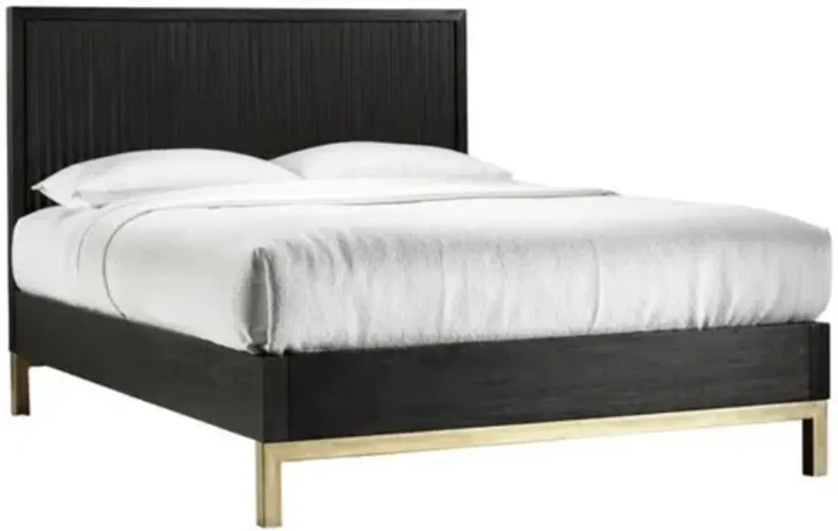 Kentfield Platform Bed in Black Drifted Oak, Queen