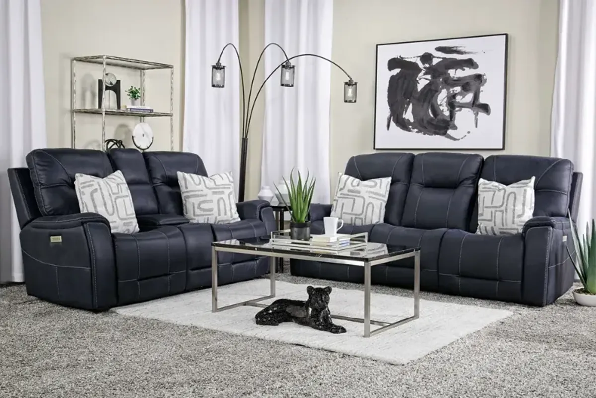 Kingston 3 Power Sofa & Console Loveseat in Ocean Blue