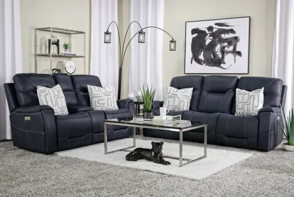 Kingston 3 Power Sofa & Console Loveseat in Ocean Blue
