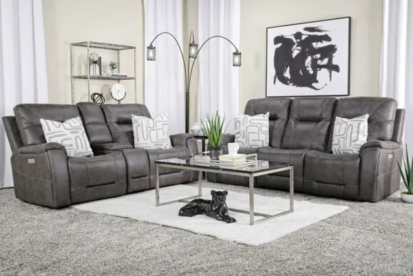 Kingston 3 Power Sofa & Console Loveseat in Steel Gray