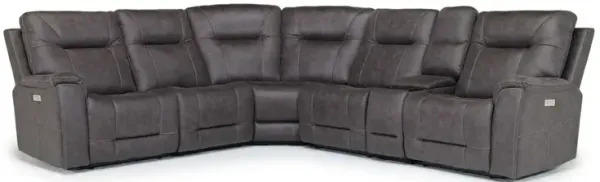 Kingston 6 Piece 3 Power Sectional in Steel Gray