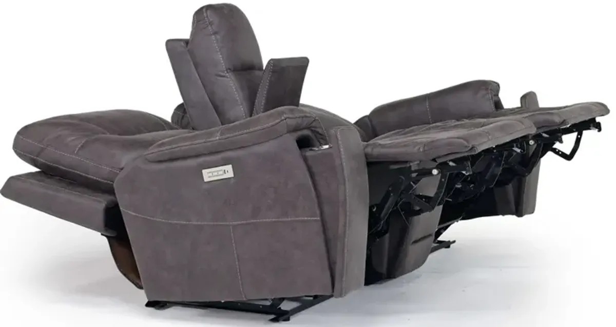 Kingston 3 Power Theater Console Loveseat in Steel Gray