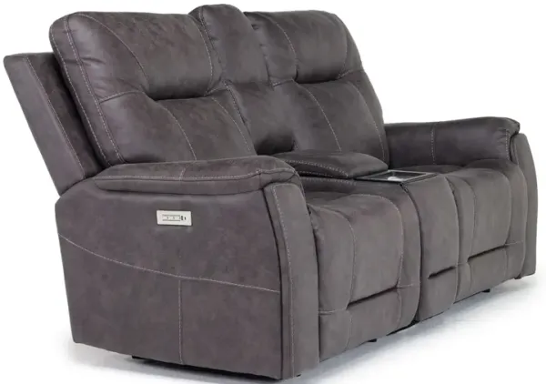 Kingston 3 Power Theater Console Loveseat in Steel Gray