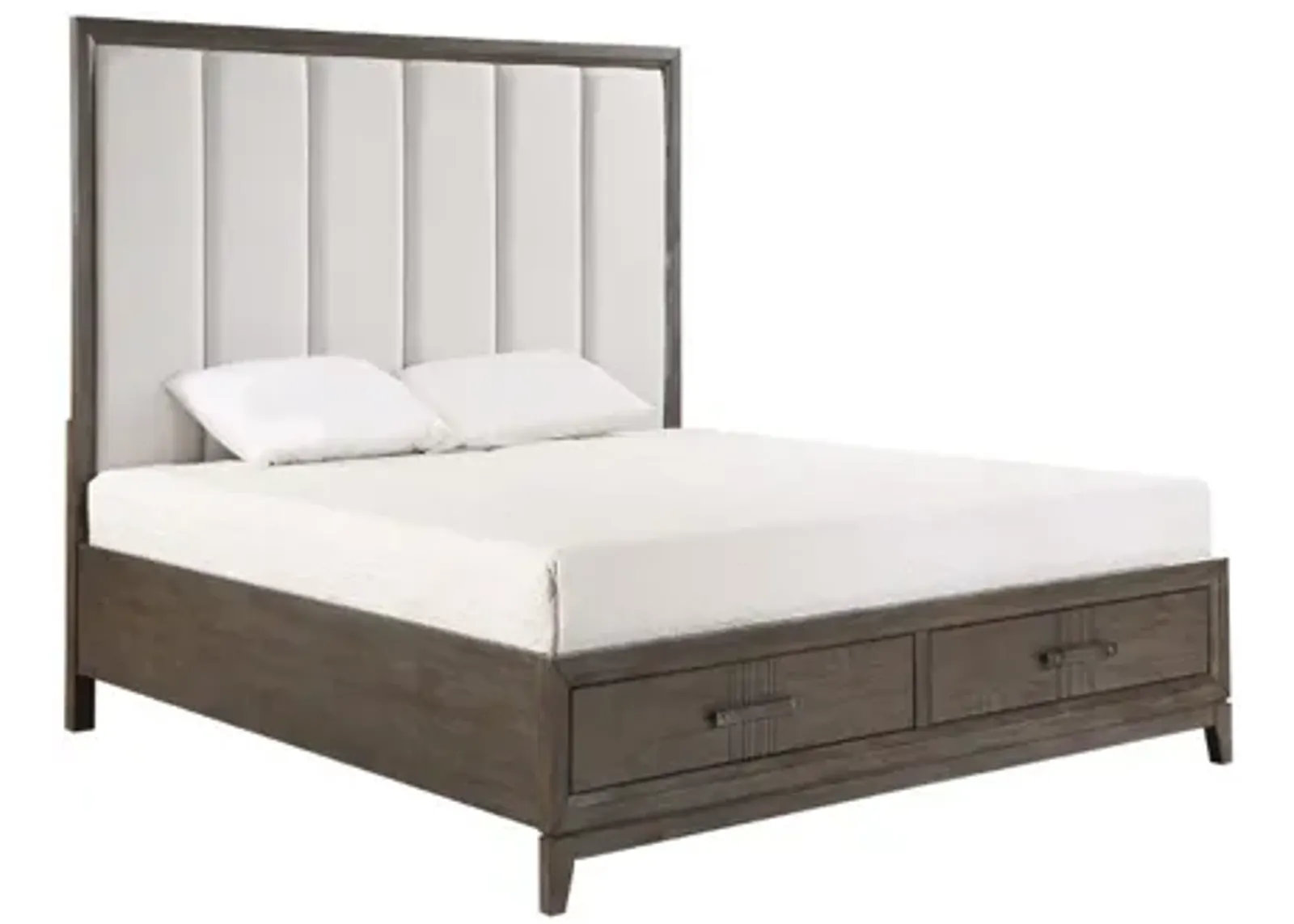 Landon Upholstered Panel Bed in Walnut, Queen