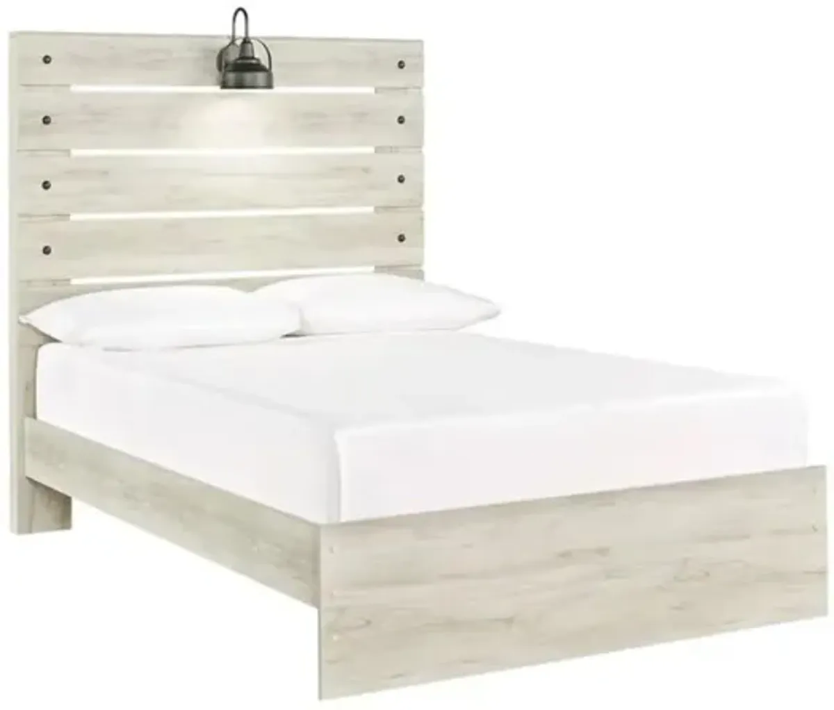 Dallas Panel Bed w/ Lights in White Wash, Twin