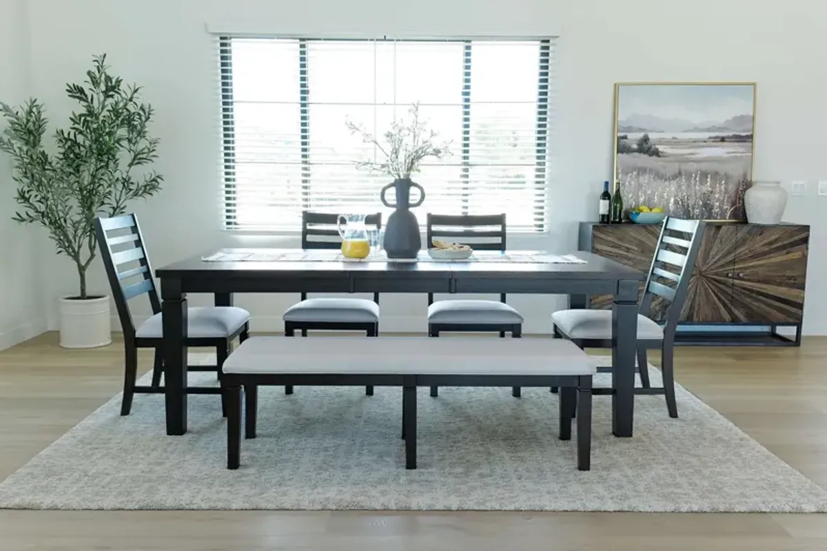 Lincoln Dining Table, 4 Chairs & Bench in Dark Espresso