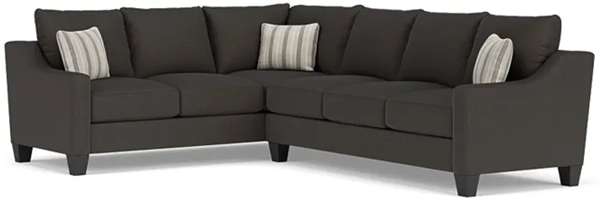 Lucy Tux Sofa Sectional in Splash Charcoal, Right Facing