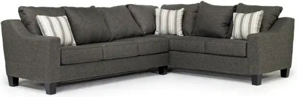 Lucy Tux Queen Sleeper Sectional w/ Mattress in Splash Charcoal, Left Facing