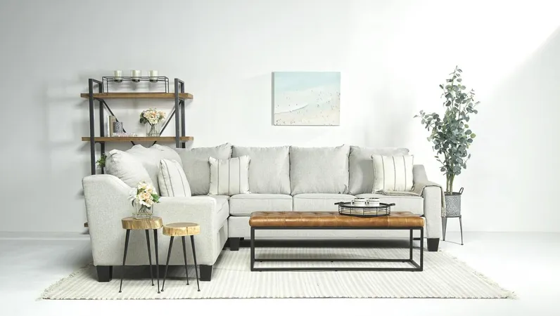 Lucy Tux Sofa Sectional in Splash Linen, Right Facing