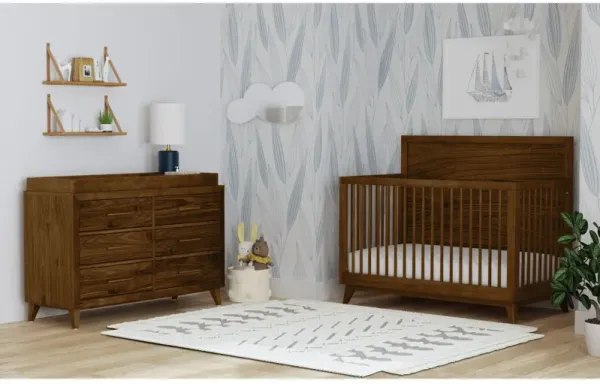 Malia Crib & Dresser w/ Topper in Walnut