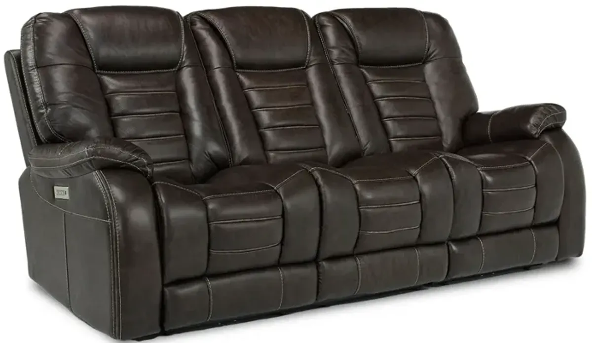 Malibu 3 Power Sofa in Chocolate Leather