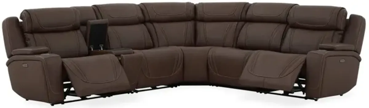 Max 6 Piece 2 Power Sectional in Aline Timber Leather