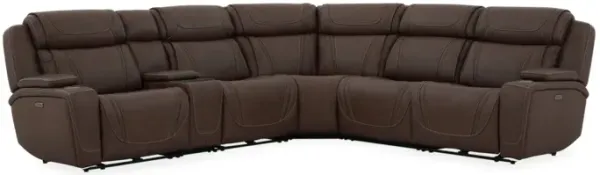 Max 6 Piece 2 Power Sectional in Aline Timber Leather
