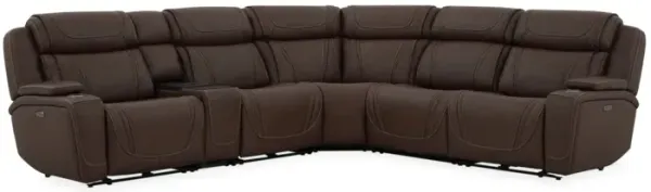 Max 6 Piece 2 Power Sectional w/ Cooler in Aline Timber Leather