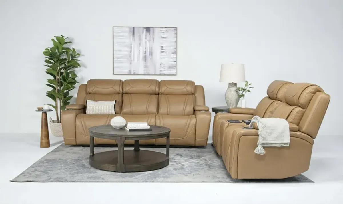 Max 2 Power Sofa & Console Loveseat in Aline Butternut Leather