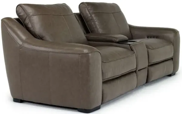 Mayflower 2 Power Audio Console Loveseat in Seville Umber