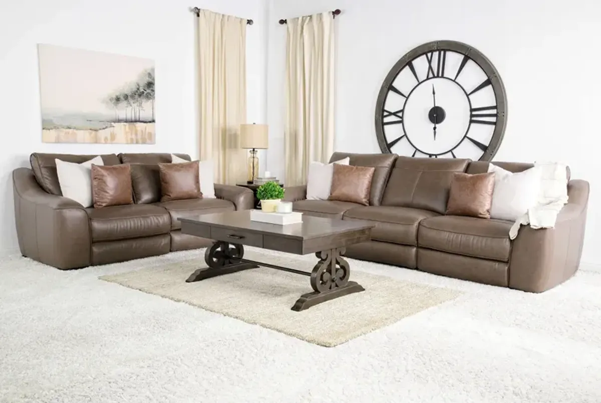 Mayflower 2 Power Sofa & Loveseat in Seville Umber Leather