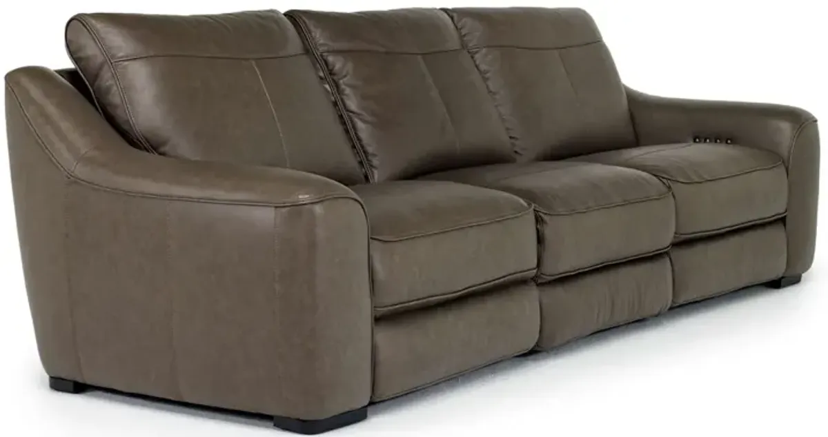 Mayflower 2 Power Sofa & Audio Console Loveseat in Seville Umber Leather